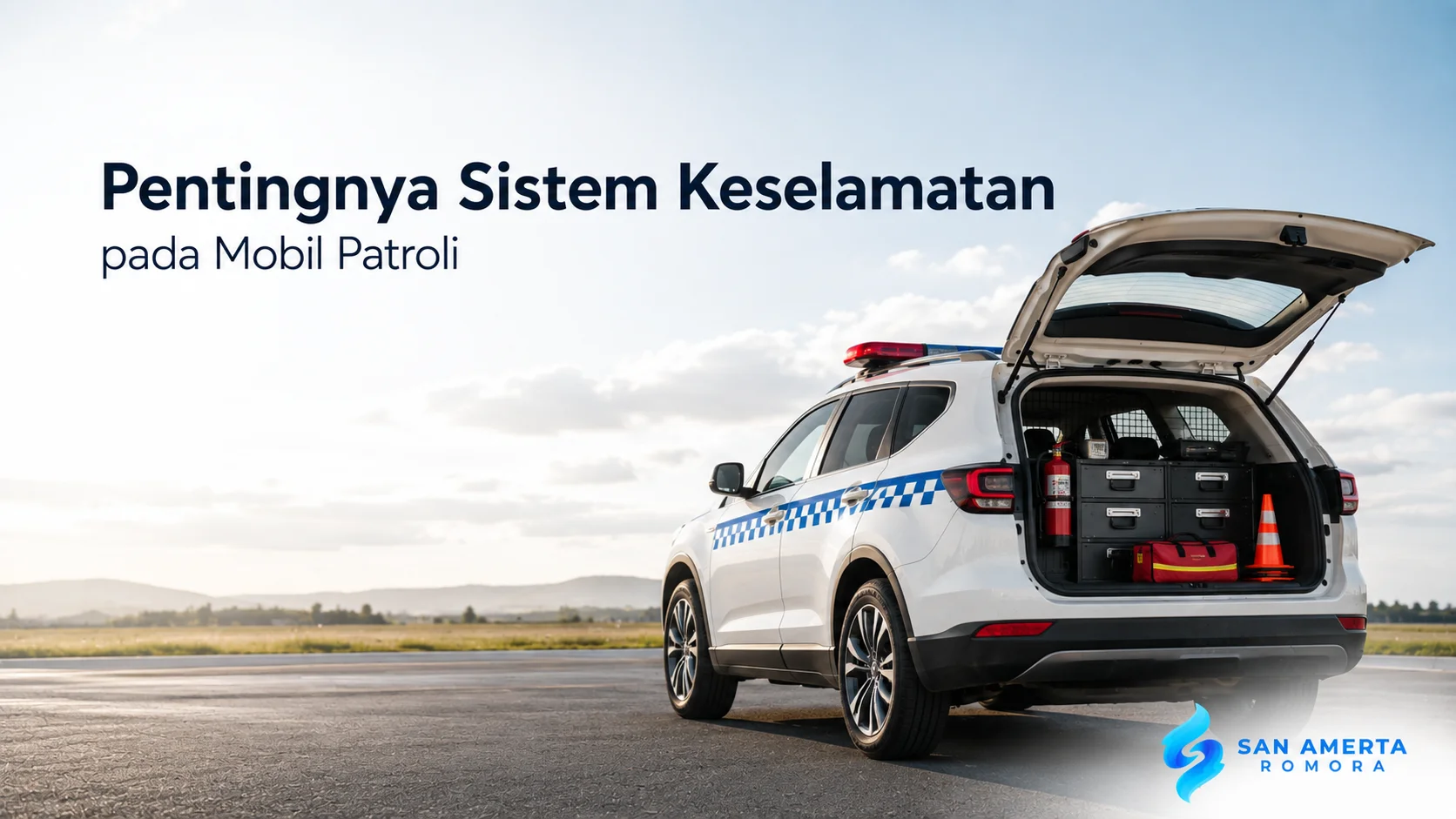 Mobil patroli dengan perlengkapan keselamatan untuk mendukung operasional lapangan.