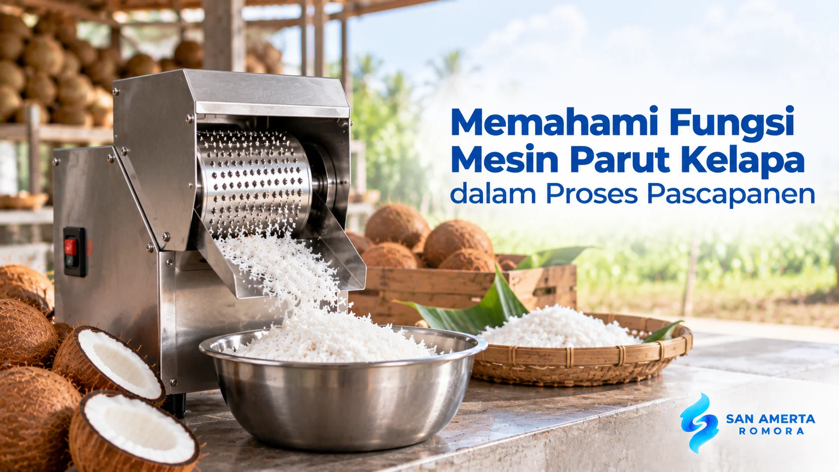 Mesin parut kelapa dalam proses pascapanen