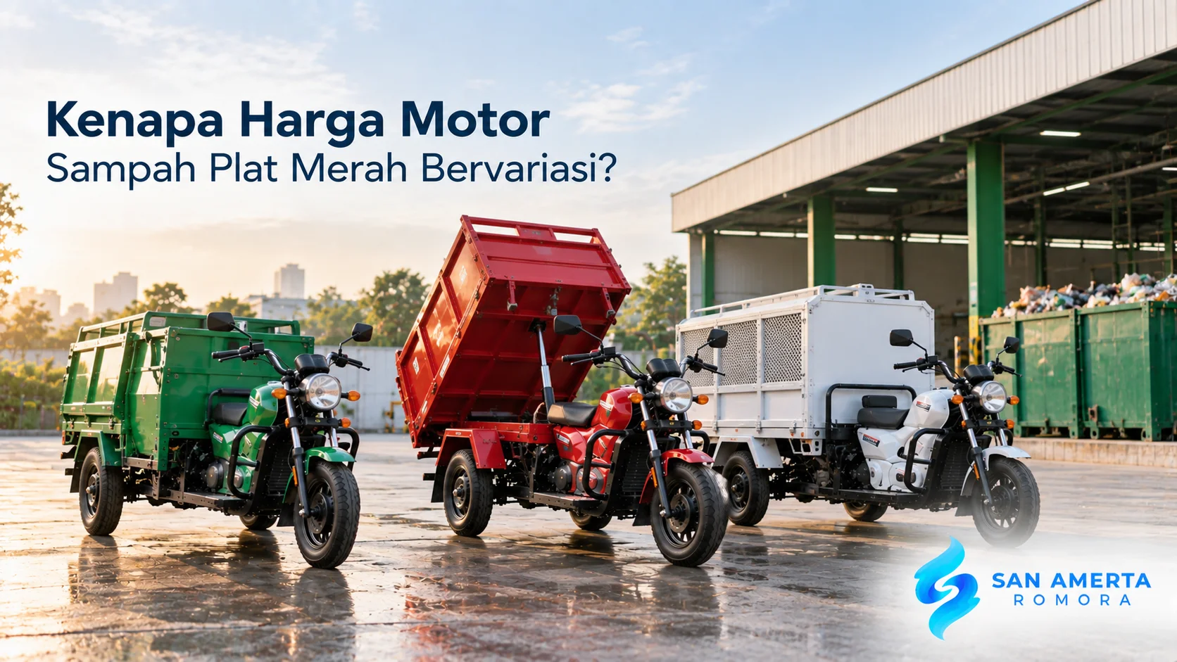 Motor sampah roda tiga dengan berbagai tipe dan fitur untuk kebutuhan operasional instansi.