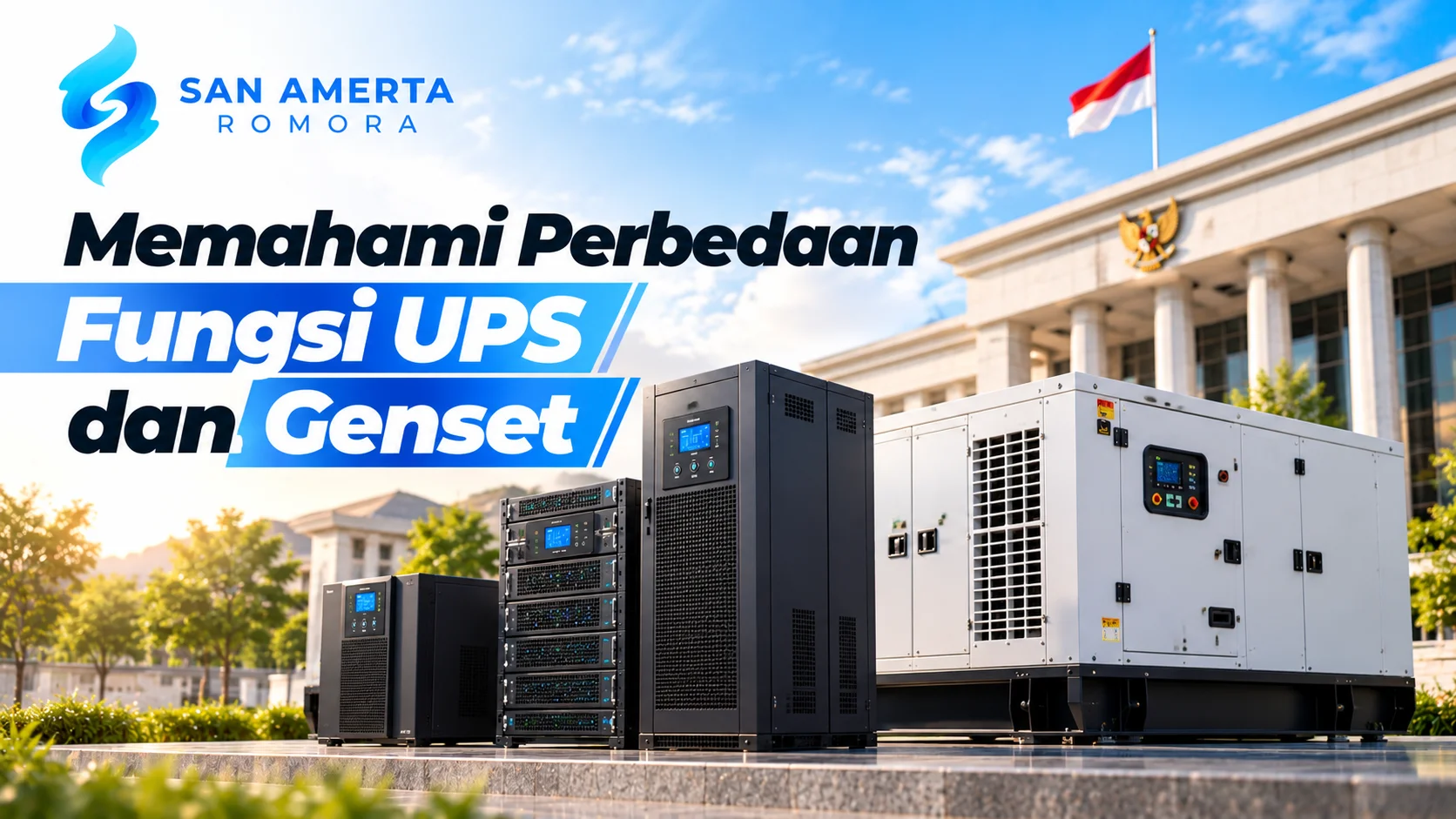 Pengadaan UPS instansi dengan sistem UPS dan genset untuk menjaga kontinuitas pasokan listrik serta mendukung operasional fasilitas pemerintah.